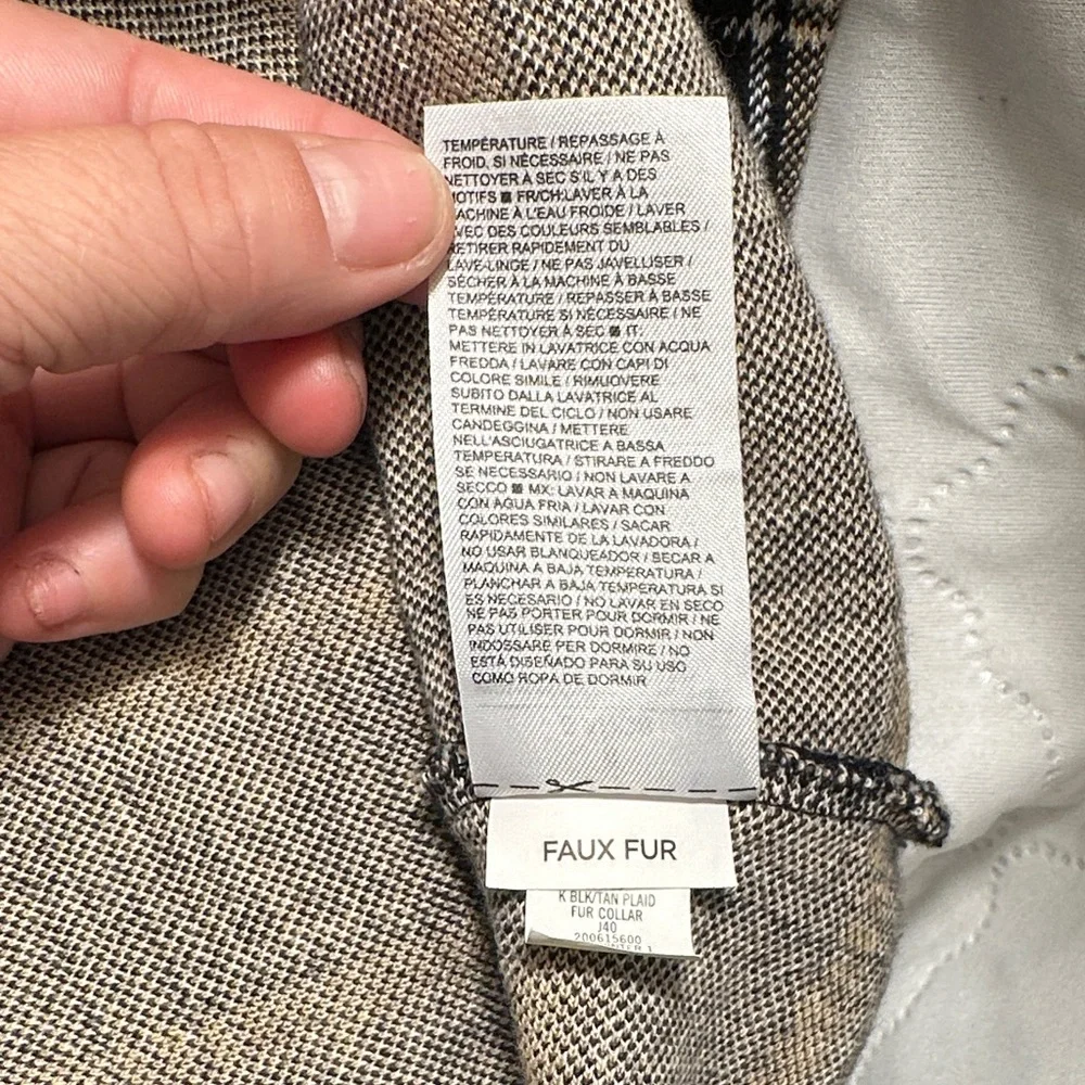 Janie and Jack Black and Cream Plaid Dress with Gold Faux Fur Collar - Picture 9 of 9